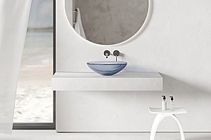 Раковина накладная прозрачная ABBER Kristall AT2802Saphir синяя купить в интернет-магазине Sanbest