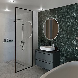 Тумба с раковиной LA FENICE Elba Grigio TWIN 100 серая/столешница черная для ванной в интернет-магазине Sanbest