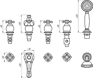 Смеситель для ванны Радомир Аладин-5 1-27-4-0-0-609 бронза купить в интернет-магазине сантехники Sanbest
