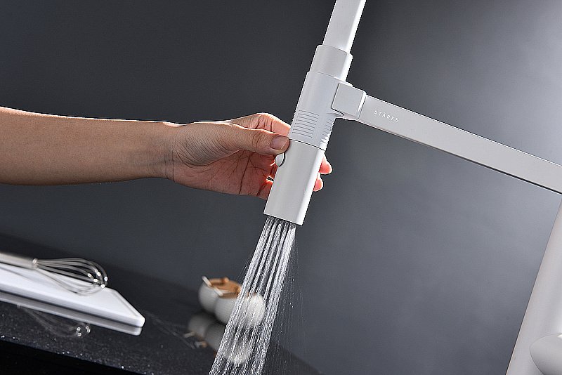 Смеситель для кухни Paulmark Leader Le214101-WH белый матовый купить в интернет-магазине сантехники Sanbest