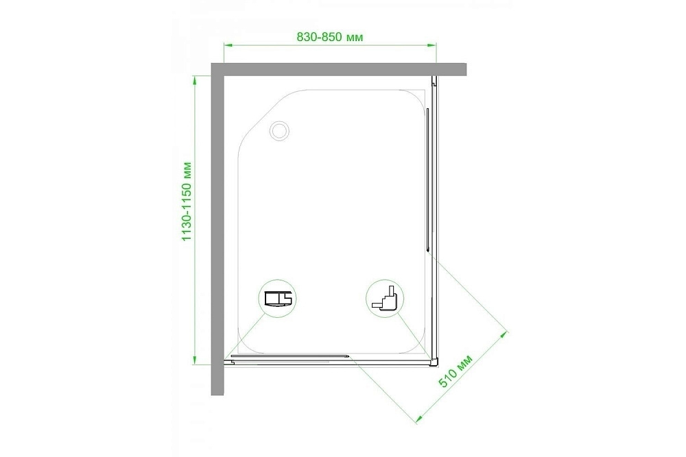 Душевой уголок Royal Bath RB11585HPD-C 85х115 матовый купить в интернет-магазине Sanbest