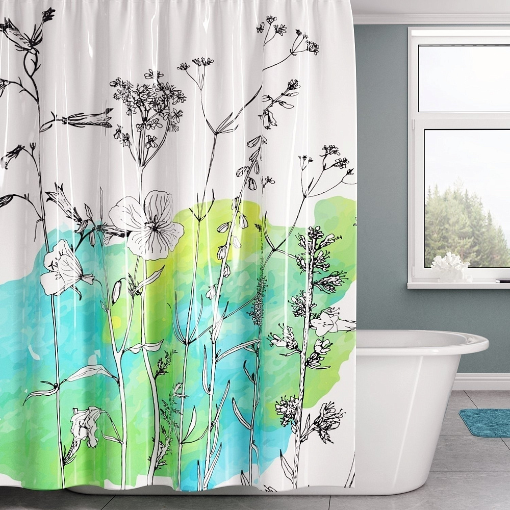 Текстильная шторка для ванной WasserKRAFT Dill SC-39101 купить в интернет-магазине сантехники Sanbest
