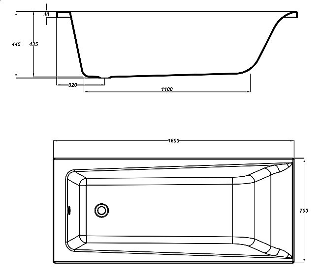 Ванна акриловая Cersanit LORENA 63322 160x70 купить в интернет-магазине Sanbest