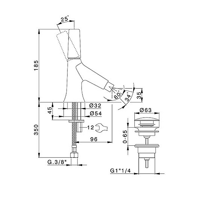 Смеситель для биде Cisal VITA VI00055440 черный матовый купить в интернет-магазине сантехники Sanbest