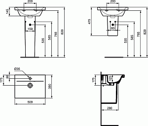 Раковина на пьедестале Ideal Standard Connect Space E136301 купить в интернет-магазине Sanbest