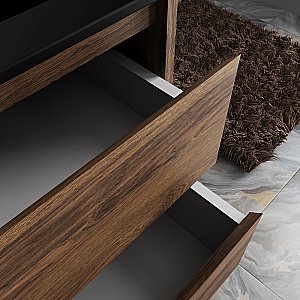 Тумба с раковиной Vincea Gio 80 VMC-2G800CO/VBS-13980MB тёмный дуб/раковина черная для ванной в интернет-магазине Sanbest