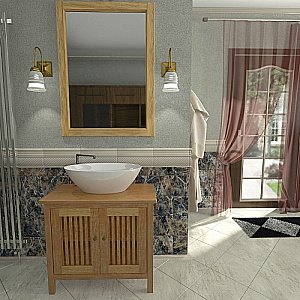 Тумба с раковиной Orange Capri OCT-75TU+RA тик для ванной в интернет-магазине Sanbest