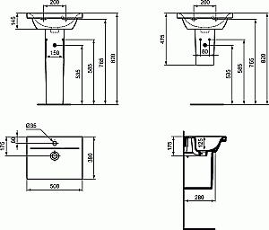 Раковина на пьедестале Ideal Standard Connect Space 50 E136301 белая купить в интернет-магазине Sanbest
