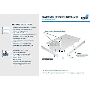 Душевой поддон RGW Stone Tray 16154128-02R/L 80x120 графит купить в интернет-магазине Sanbest