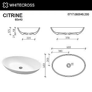 Раковина накладная WhiteCross CITRINE 60 0717.060040.200 белая матовая купить в интернет-магазине Sanbest