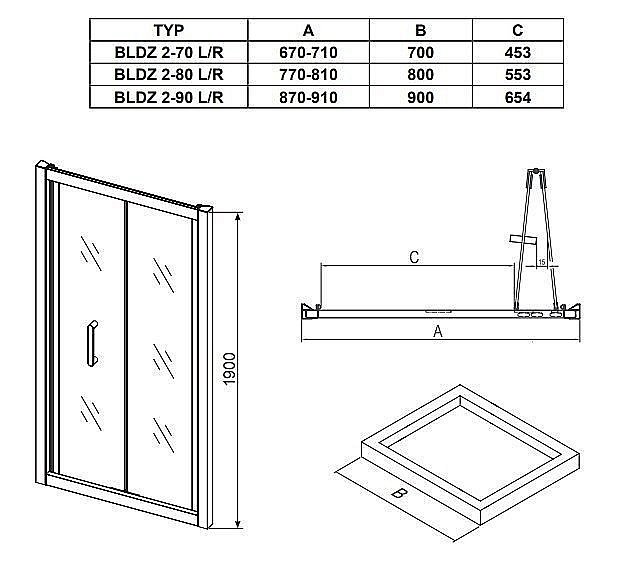 Душевой уголок Ravak Blix BLDZ2+BLPSZ 70х80 купить в интернет-магазине Sanbest