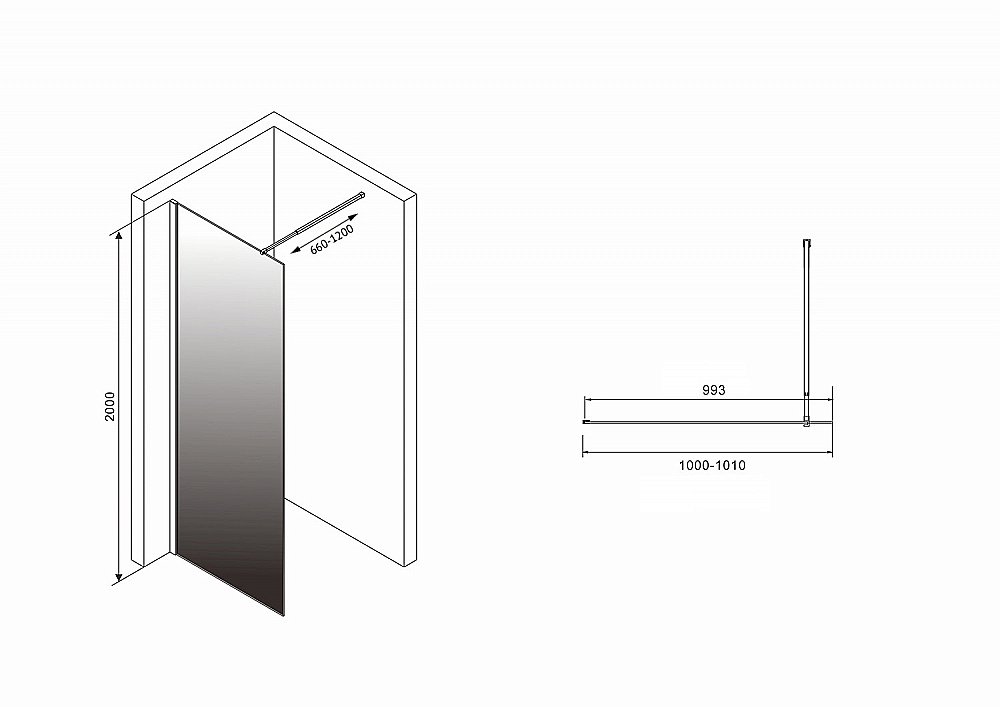 Душевое ограждение Abber IMMER OFFEN 100 тонированное-прозрачное/черный купить в интернет-магазине Sanbest