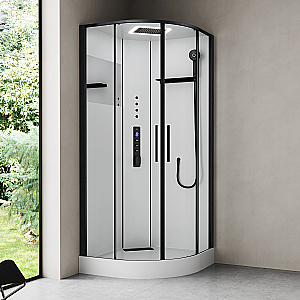 Душевая кабина Black&White Galaxy 90х90 8051GM с гидромассажем, стекло прозрачное/профиль оружейная сталь купить в интернет-магазине Sanbest