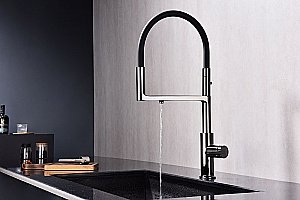 Смеситель для кухни Paulmark Tornado To213402-GB черный глянцевый купить в интернет-магазине сантехники Sanbest