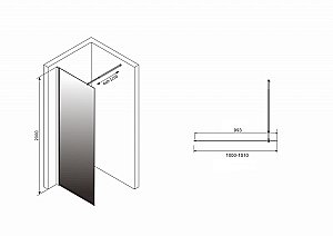 Душевое ограждение Abber IMMER OFFEN 100 тонированное-прозрачное/черный купить в интернет-магазине Sanbest