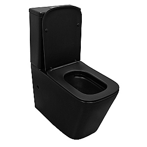 Унитаз напольный Azario Black King AZ-8303-D черный матовый, безободковый, с бачком, с крышкой микролифт купить в интернет-магазине Sanbest