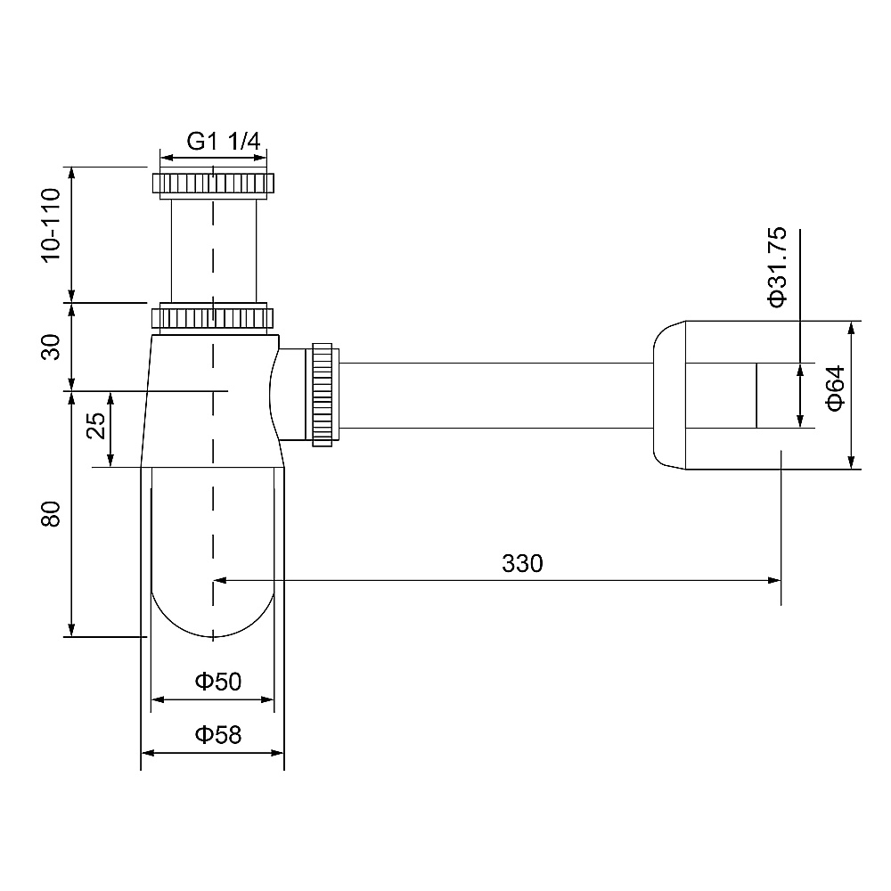 Сифон для раковины Timo 960/17L золото матовое купить в интернет-магазине сантехники Sanbest