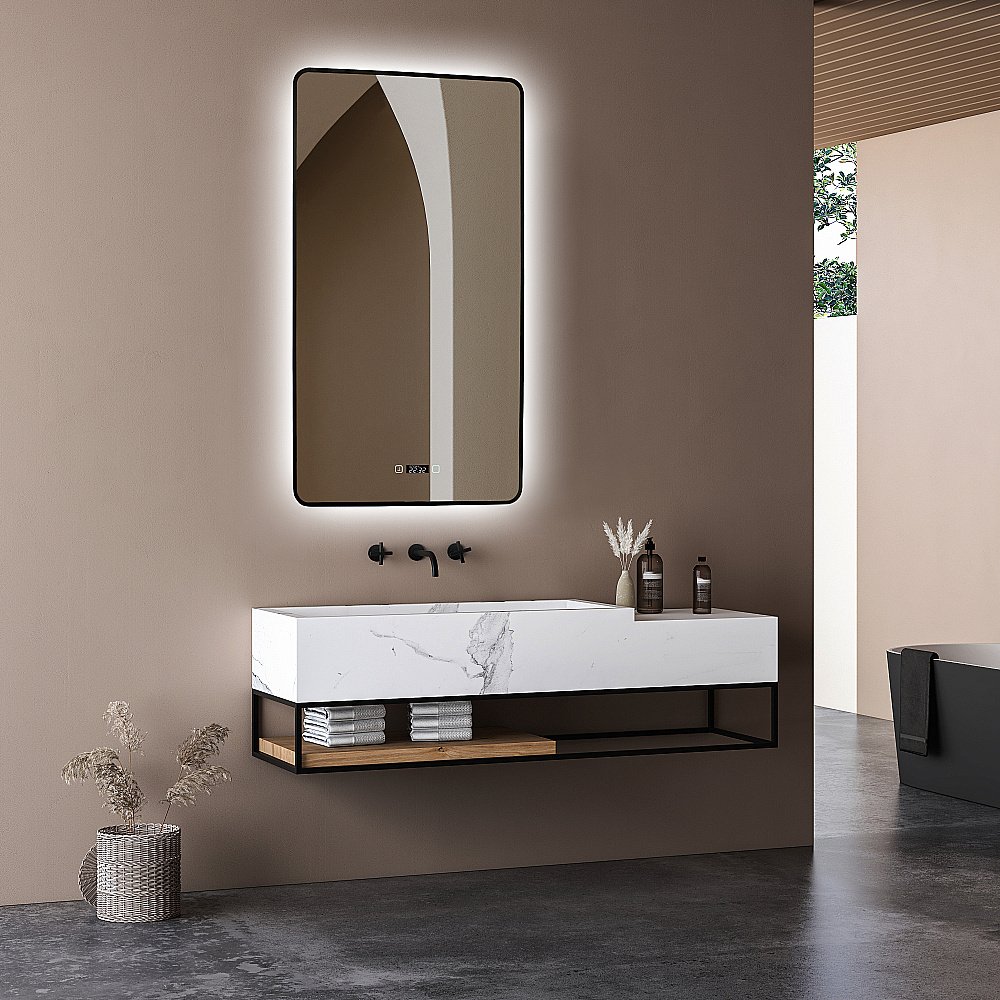 Зеркало ABBER See AG6114SWHB 60x100 черный в ванную от интернет-магазине сантехники Sanbest