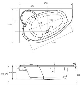 Ванна Cersanit KALIOPE 170x110 купить в интернет-магазине Sanbest