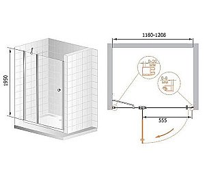 Душевая дверь Cezares ELENA-W-B-12-120-P-Cr купить в интернет-магазине Sanbest