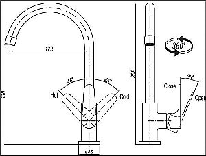 Смеситель для кухни Cezares LACONICO-LL25-BLC Глянцевый Белый/Хром купить в интернет-магазине сантехники Sanbest