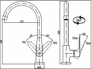 Смеситель для кухни Cezares LACONICO-LL25-BLC Глянцевый Белый/Хром купить в интернет-магазине сантехники Sanbest