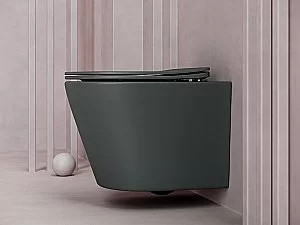 Унитаз подвесной Ceramica Nova Balearica Rimless CN6000MDH безободковый, с крышкой микролифт, темный антрацит матовый купить в интернет-магазине Sanbest