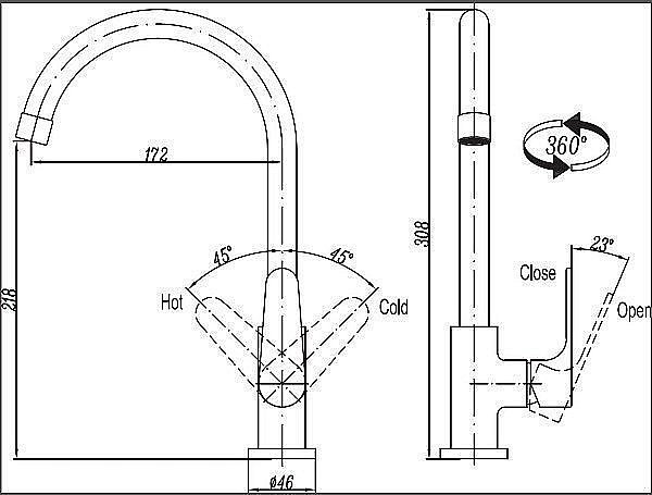 Смеситель для кухни Cezares LACONICO-LL25-BLC Глянцевый Белый/Хром купить в интернет-магазине сантехники Sanbest