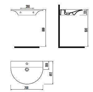 Раковина Creavit Moon 70 MO070.00000 белая купить в интернет-магазине Sanbest