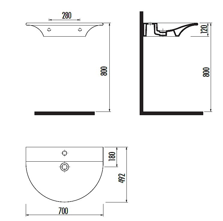 Раковина Creavit Moon 70 MO070.00000 белая купить в интернет-магазине Sanbest