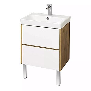 Тумба с раковиной Акватон Сканди 55 белая/дуб рустикальный для ванной в интернет-магазине Sanbest