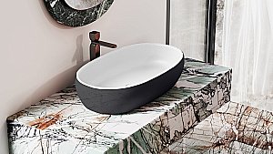 Раковина накладная Salini LUCE 110721MRH 69 из искусственного камня S-Stone, белая матовая, цвет по RAL снаружи купить в интернет-магазине Sanbest