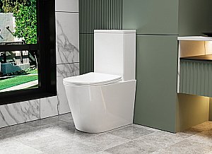 Унитаз-компакт Abber Bequem AC1112T белый, безободковый, с крышкой микролифт, слив-торнадо, с бачком купить в интернет-магазине Sanbest