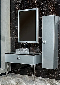 Консоль с раковиной и столешницей Armadi Art LUCIDO 100 серебро для ванной в интернет-магазине сантехники Sanbest