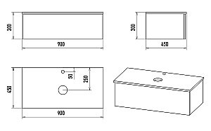 Тумба с раковиной Misty Ива - 90 П-Ива-01090-481Я графит/дуб вотан для ванной в интернет-магазине Sanbest