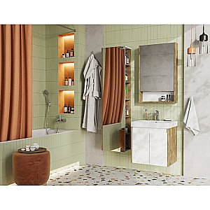 Тумба с раковиной Акватон Сканди Doors 55 белая/дуб рустикальный для ванной в интернет-магазине Sanbest