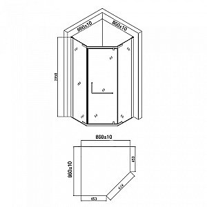 Душевой уголок Agger A03-090MCR/G 90х90 стекло матовое/профиль хром купить в интернет-магазине Sanbest
