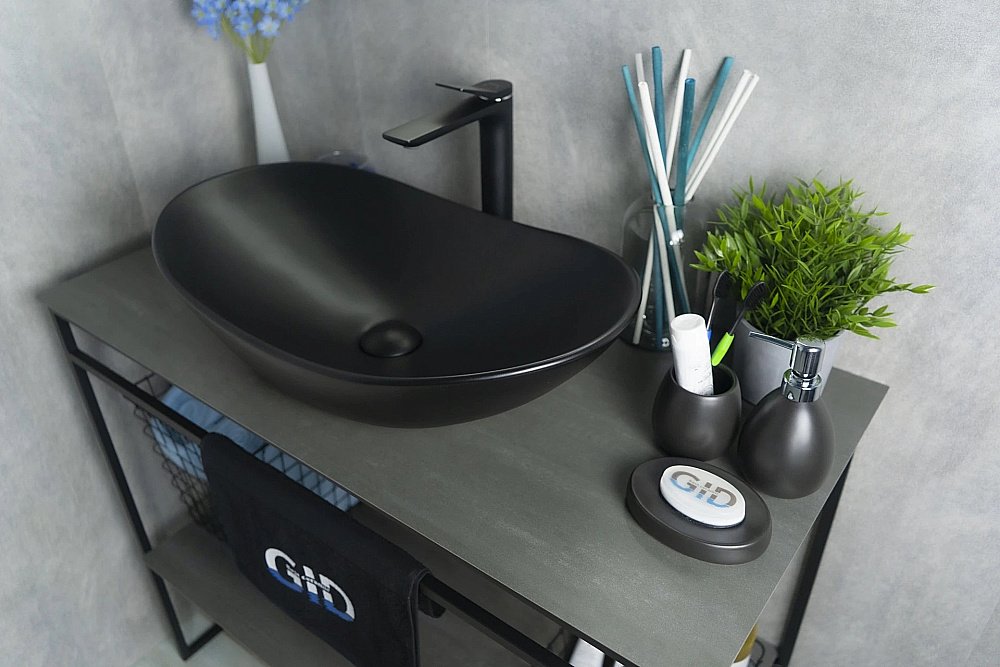 Раковина накладная Gid Lago 61 Bm9811 53337 черная матовая купить в интернет-магазине Sanbest