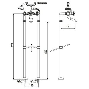 Смеситель для ванны Gattoni TRD TR505/18C0 купить в интернет-магазине сантехники Sanbest