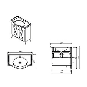 Тумба с раковиной Caprigo Napoli Promo 33613-B168 NP-80 80 старый орех для ванной в интернет-магазине Sanbest