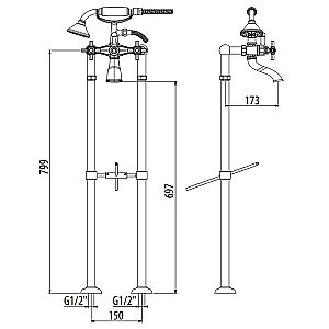 Смеситель для ванны Gattoni TRD TR505/18C0 купить в интернет-магазине сантехники Sanbest