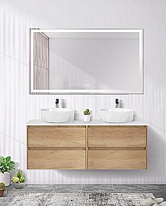 Тумба с раковинами и столешницей BelBagno KRAFT 140 Rovere Nebrasca Nature для ванной в интернет-магазине Sanbest
