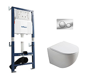 Унитаз подвесной Belbagno MARINO-TOR 2.0 BB-109-M-2215-CRM безободковый, с инсталляцией, смыв торнадо, с крышкой микролифт, белый купить в интернет-магазине Sanbest