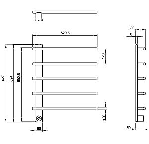 Полотенцесушитель электрический WONZON & WOGHAND NÜRNBERG, Темный графит (WW-AL345-GM) купить в интернет-магазине сантехники Sanbest