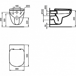 Унитаз подвесной Ideal Standard Tempo-IS T331101 белый купить в интернет-магазине Sanbest