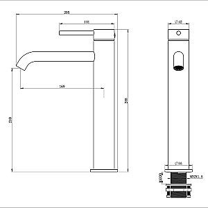 Смеситель для раковины высокий WONZON & WOGHAND STICK WW-88239017-BN никель брашированный купить в интернет-магазине сантехники Sanbest