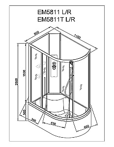 Душевая кабина AvaCan EM Серия EM5811 N 110х80 без крыши купить в интернет-магазине Sanbest