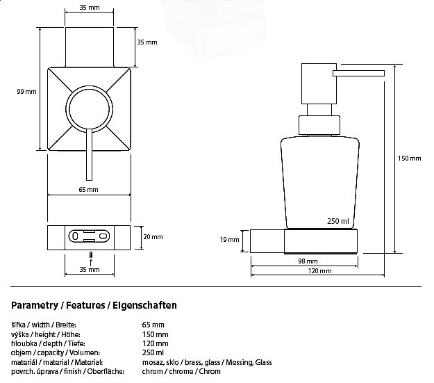 Диспенсер Bemeta Via 135009042 купить в интернет-магазине сантехники Sanbest