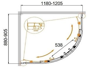 Душевой угол Cezares MOLVENO-RH-2-120/90-P-Cr стекло текстурное/профиль хром купить в интернет-магазине Sanbest