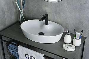 Раковина накладная Gid Lago 55 N9436 51150 белая купить в интернет-магазине Sanbest